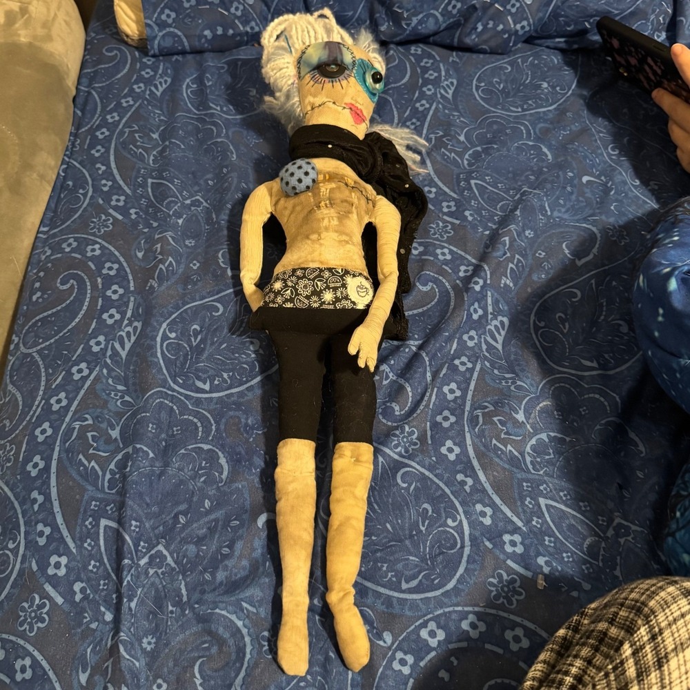 Unique Handmade Art Doll "Fishbone" Character Doll Whimsical Gothic